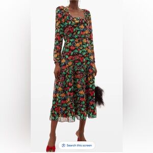 SALONI Red and Green Long Sleeve Sundress